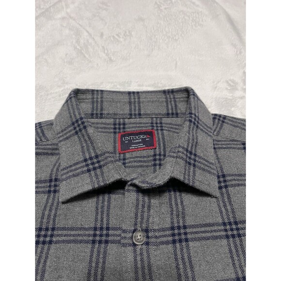 UNTUCKit Men's L "Lucca" Long Sleeve Button-Up Shirt Gray Blue - Picture 3 of 4